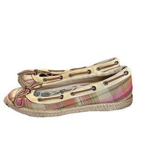 Sperry Top-Sider Pink Plaid Women’s Slip On Largo Ballet Flats Size 8
